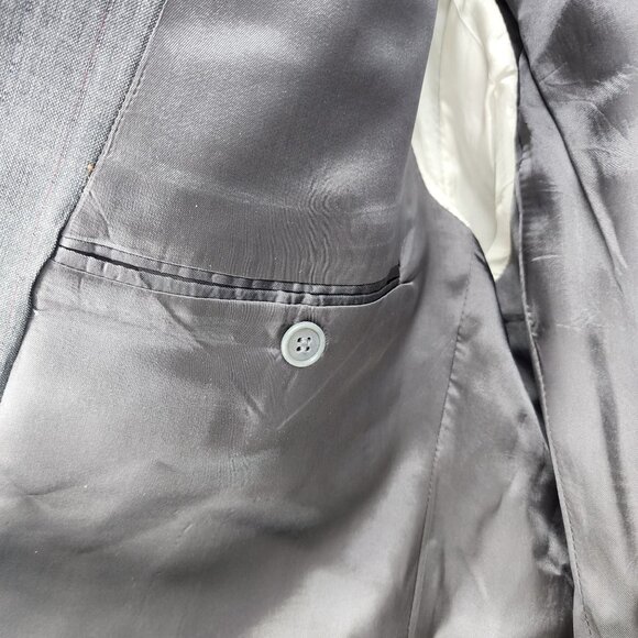 Yves Saint Laurent Mens Gray Blazer Pinstripes‎ Size 48R Wool Button Closure - Picture 9 of 10